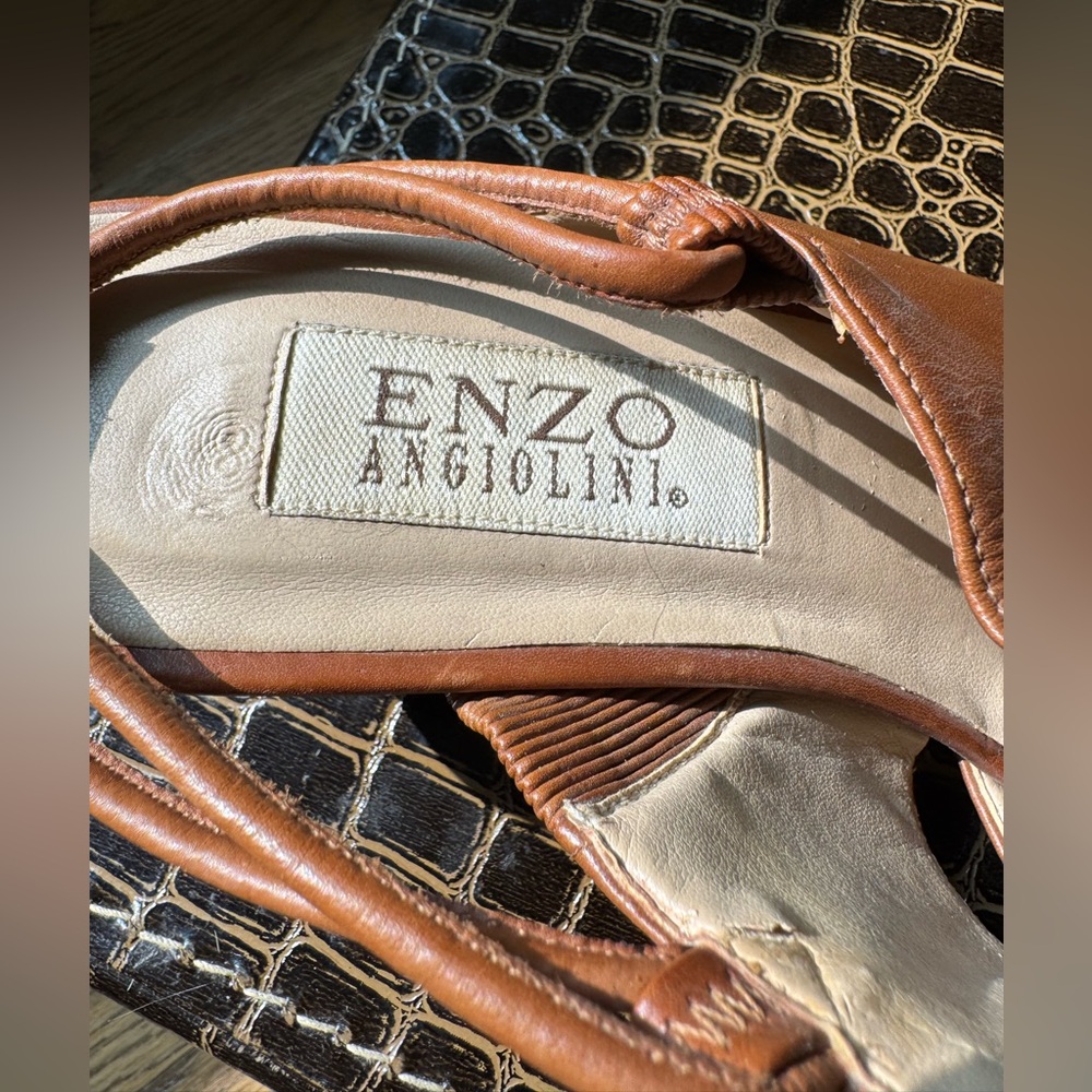 Enzo Angiolini chestnut Leather Sandals with back strap. - Picture 8 of 16